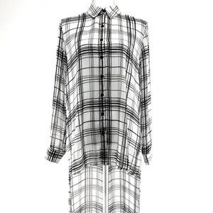 FOREVER 21 / Sheer Black & White Plaid Shirt / Small